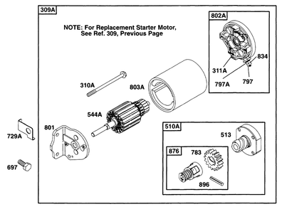 Electric Starter 1 Diagram and Parts List for 171432-0301-XX  Briggs and Stratton Engine
